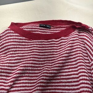 SHEIN Red and White Knit Sweater